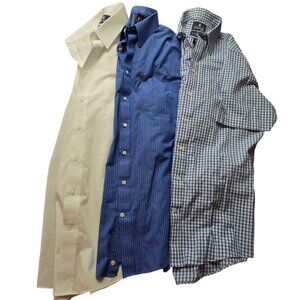Stafford Lot of 3 Travel Dress Shirt Men 15 & 15.5 34/35 Button Up Short Sleeve